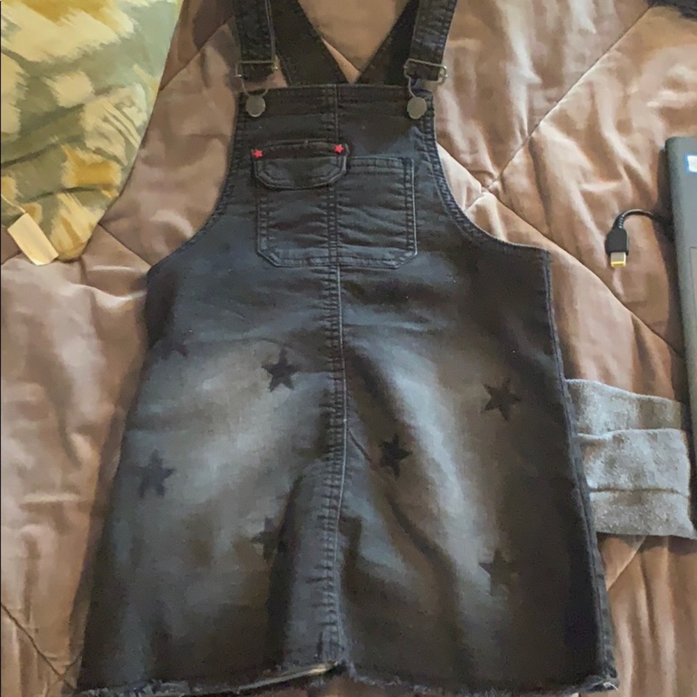 Black denim overall dress